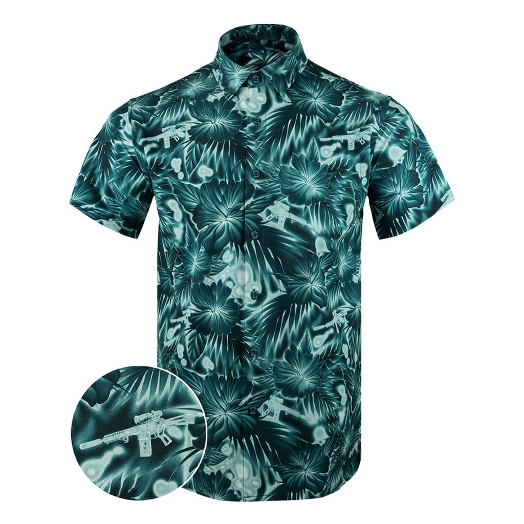 Thermal Ops Teal Button Down Shirt Tactical Shirt Hawaii Style Pro Gun Rights Merch Him Gifts – Moonbestprint