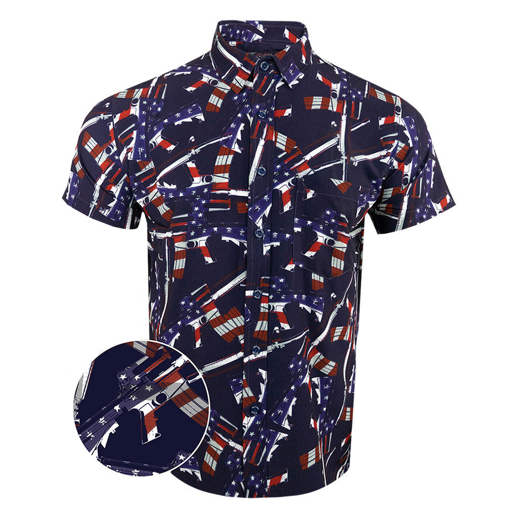 The 4th Button Down Shirt Gun Print Hawaiian Shirt Patriotic Gifts For Dad – Moonbestprint