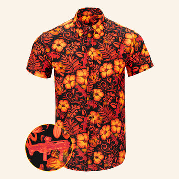 Shotgun Safari Red Button Down Shirt Tactical Aloha Print Shirt Best Gifts For Husband – Moonbestprint