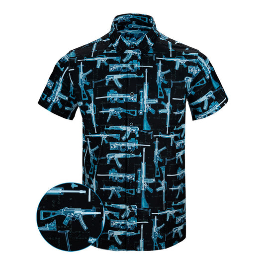X-Ray Button Down Shirt Gun Print Hawaiian Shirt Birthday Present For Father – Moonbestprint