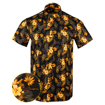 Tropics Black Gold Button Down Shirt Tactical Aloha Print Shirt Pro Gun Merch Gifts For Husband – Moonbestprint