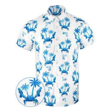 The Crab Blue Button Down Shirt Outdoor Hawaiian Tactical Shirt Gifts For Friends – Moonbestprint