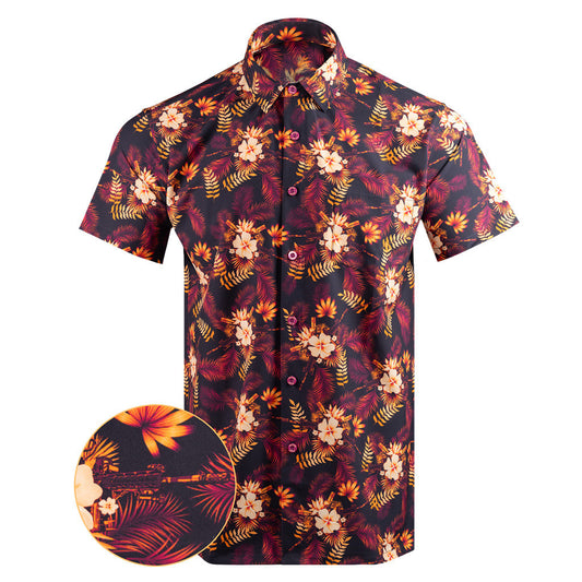 Tropics Maroon Button Down Shirt Tactical Aloha Print Shirt Christmas Ideas For Men – Moonbestprint