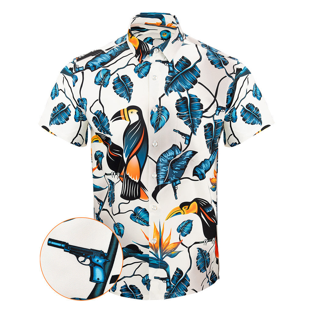 Two-Cans Button Down Shirt Tactical Aloha Print Shirt Best Gifts For Gun Lovers – Moonbestprint