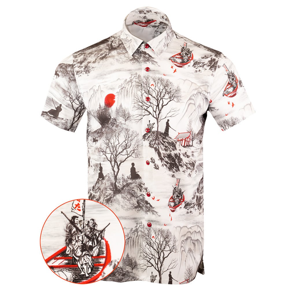 Seven Samurai Button Down Shirt Tactical Aloha Shirt Christmas Gifts For Dad – Moonbestprint