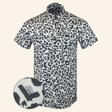 Snow Leopard Button Down Shirt Gun Print Hawaiian Shirt Gift Ideas For Brother – Moonbestprint