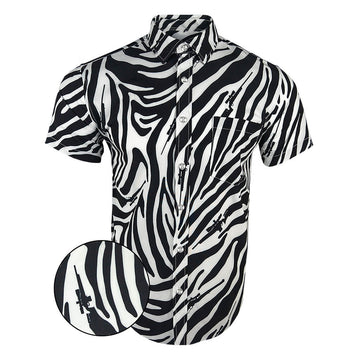 Zebra Button Down Shirt Hawaiian Tactical Button Down Pro Gun Rights Merch Gifts For Father – Moonbestprint
