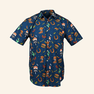 Whataburger Merch Navy College Button Up Shirt Best Gifts For Husband – Moonbestprint