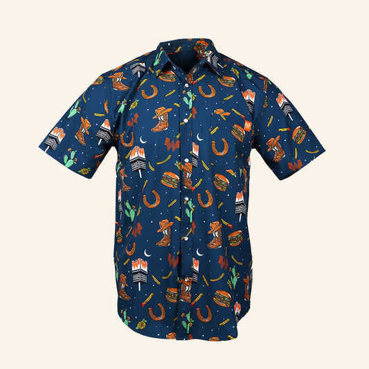 Whataburger Merch Navy College Button Up Shirt Best Gifts For Husband – Moonbestprint