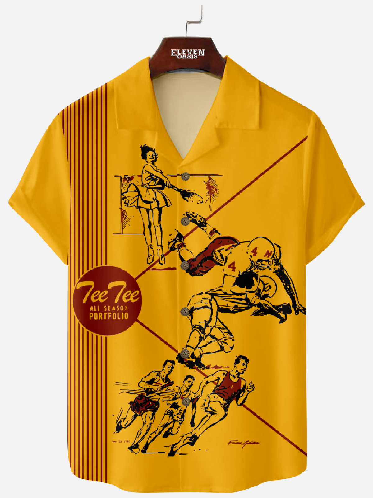 Pee Chee Nostalgia Panel Stripe Camp Collar Short Sleeve Shirt – Moonbestprint