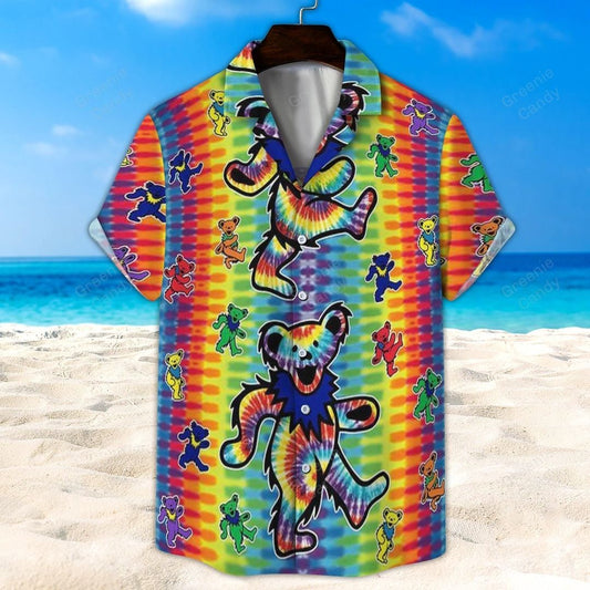 Grateful Dead Rainbow Dancing Bears Hawaiian Shirt - Moonbestprint