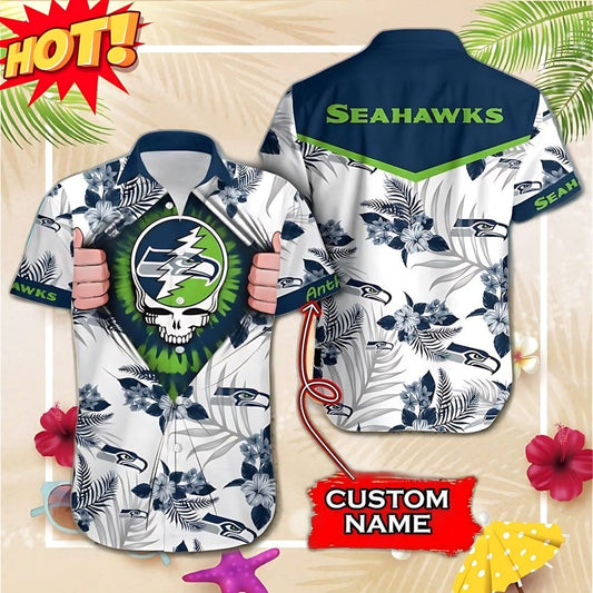 Seattle Seahawks Grateful Dead Hawaiian Shirt - Moonbestprint
