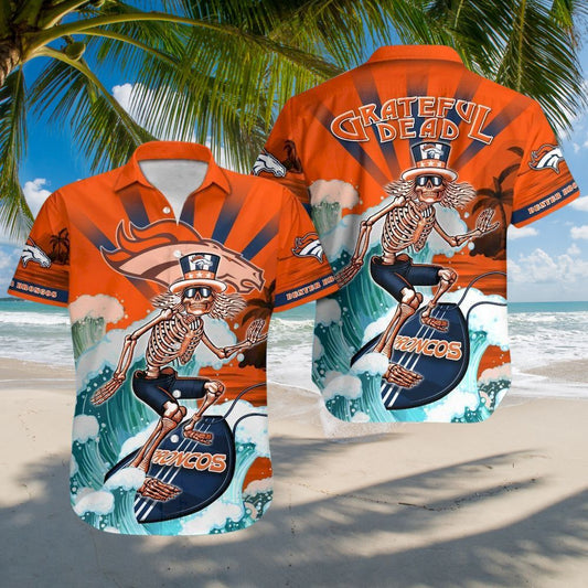 Denver Broncos Grateful Dead Hawaiian Shirt - Moonbestprint