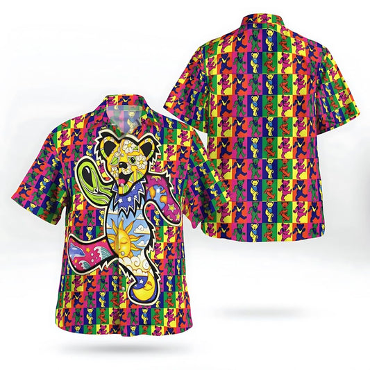 Grateful Dead Psychedelic Dancing Bear Hawaiian Shirt - Moonbestprint