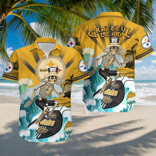 Pittsburgh Steelers Grateful Dead Hawaiian Shirt - Moonbestprint