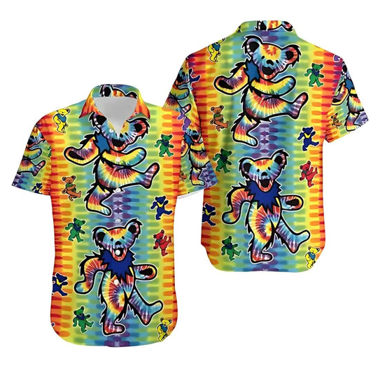 Grateful Dead Bears Tie Dye Hawaiian Shirt - Moonbestprint