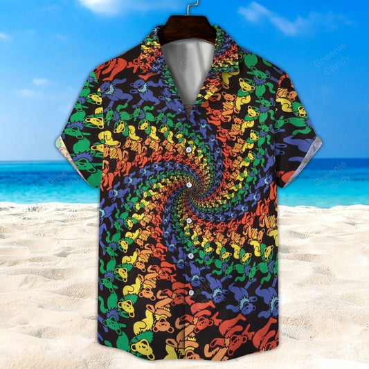 Grateful Dead Spiral Dancing Bears Hawaiian Shirt - Moonbestprint