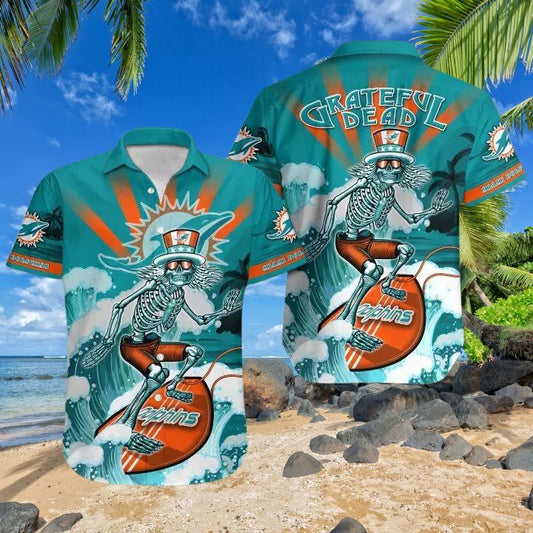 Grateful Dead Blue Dolphin Hawaiian Shirt - Moonbestprint