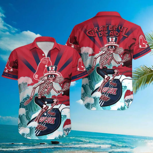 Boston Red Sox Grateful Dead Hawaiian Shirt - Moonbestprint