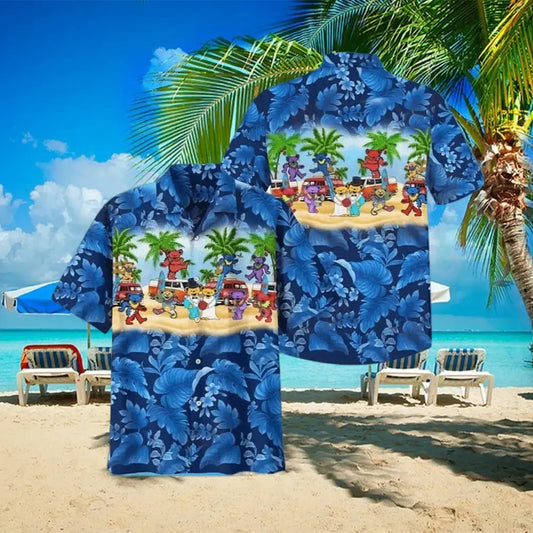 Grateful Dead Dancing Bears Hawaiian Shirt - Moonbestprint