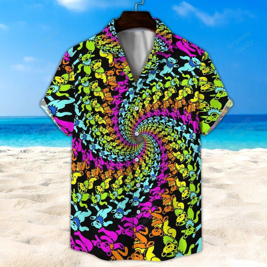 Hypnotic Grateful Dead Bears All Over Print 3D Hawaiian Shirt - Moonbestprint