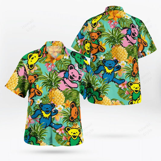 Pineapple Paradise Dancing Bears Grateful Dead Hawaiian Shirt - Moonbestprint