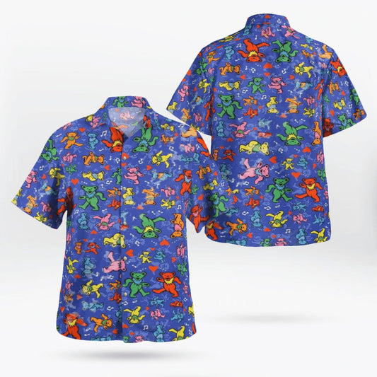 Grateful Dead Colorful Dancing Bears Hawaiian Shirt - Moonbestprint