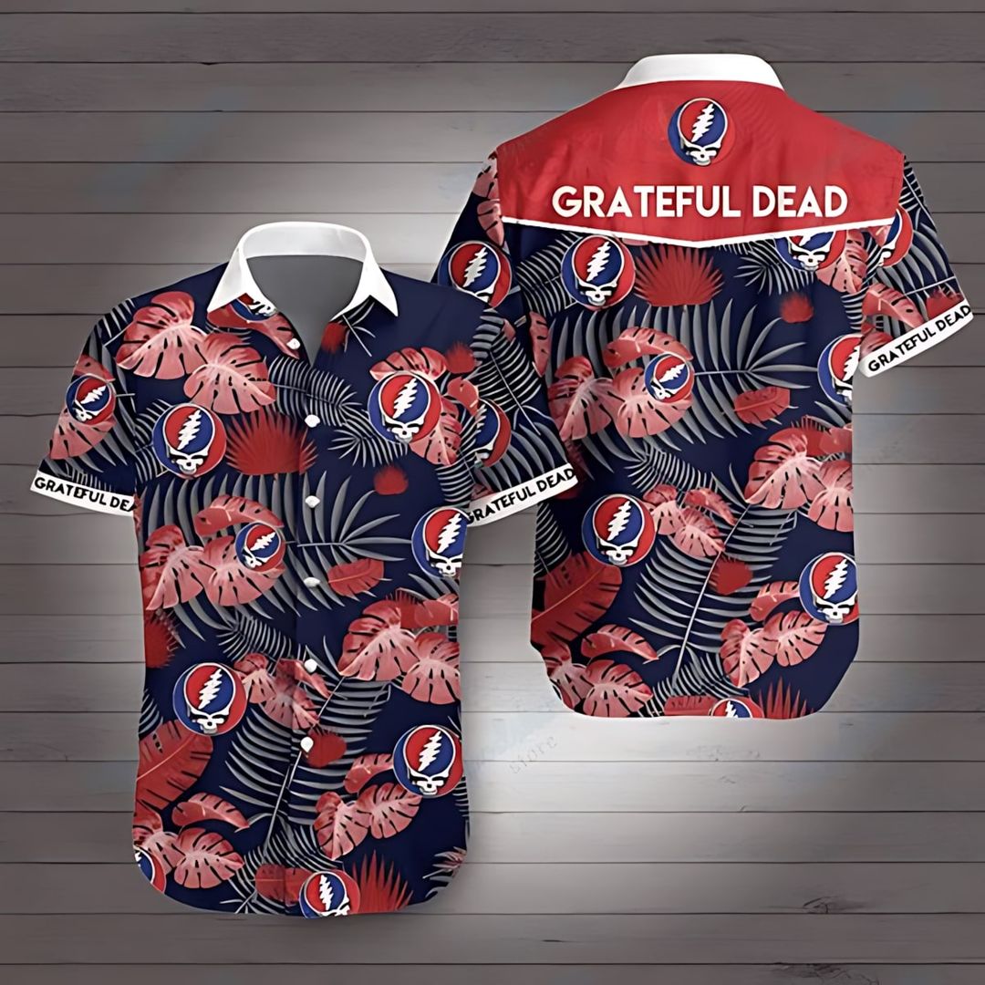 Grateful Dead Tropical Leaves Hawaiian Shirt - Moonbestprint