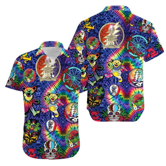 Bears Grateful Dead Tie Die Hawaiian Shirt - Moonbestprint
