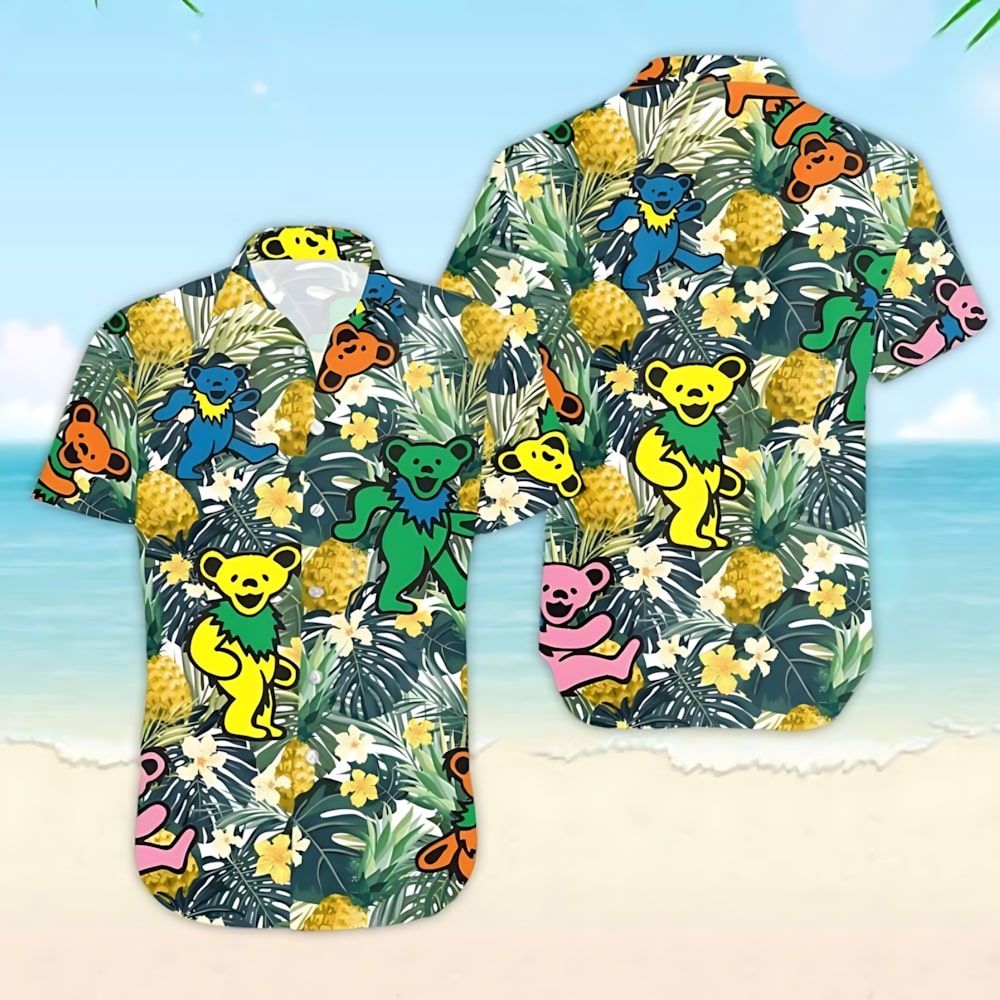 Grateful Dead Dancing Bears Pineapple Forest Hawaiian Shirt – Moonbestprint