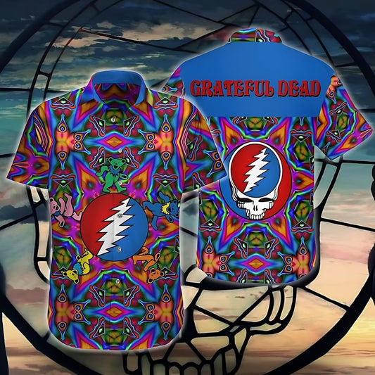 Grateful Dead Kaleidoscope Lightning Hawaiian Shirt - Moonbestprint