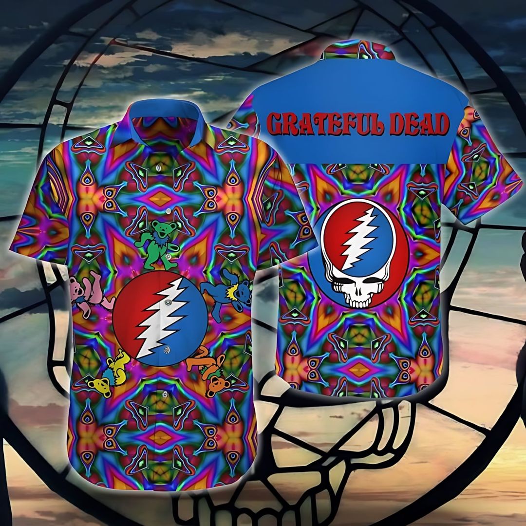 Grateful Dead Kaleidoscope Lightning Hawaiian Shirt – Moonbestprint
