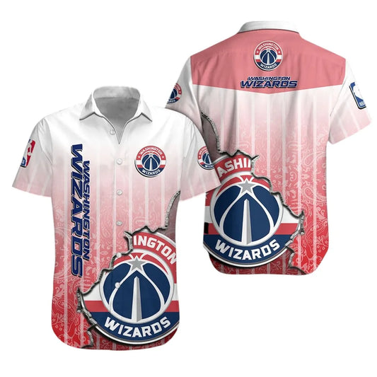 Washington Wizards Sunset Gradient Aloha Hawaiian Shirt - Moonbestprint