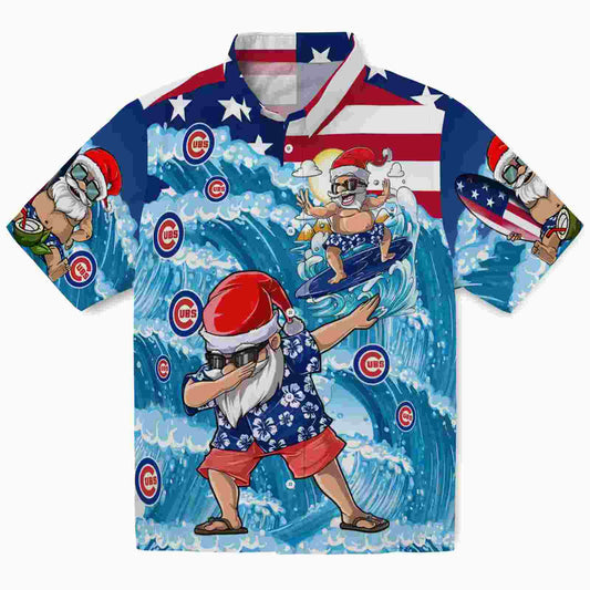 Chicago Cubs Surfing Santa Blue Aloha Hawaiian Shirt - Moonbestprint