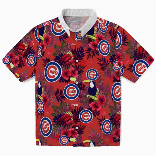 Chicago Cubs Floral Toucan Blue Red Aloha Hawaiian Shirt - Moonbestprint