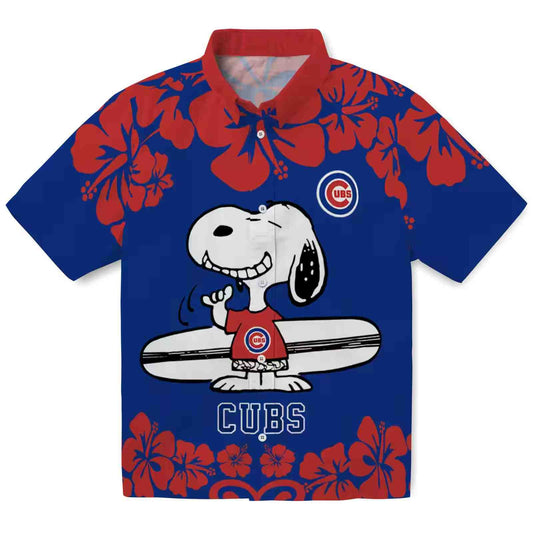 Chicago Cubs Snoopy Surf Blue White Aloha Hawaiian Shirt - Moonbestprint