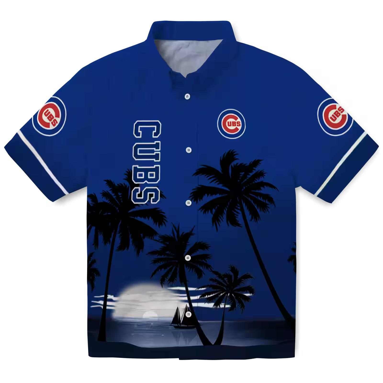 Chicago Cubs Beach Sunset Blue Black Aloha Hawaiian Shirt – Moonbestprint
