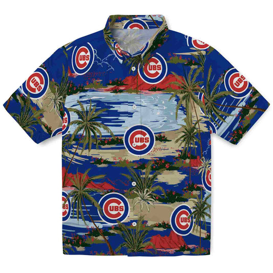 Chicago Cubs Palm Horizon Blue Aloha Hawaiian Shirt - Moonbestprint