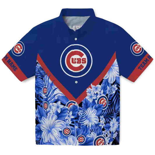 Custom Chicago Cubs Floral Chevron Blue Aloha Hawaiian Shirt - Moonbestprint