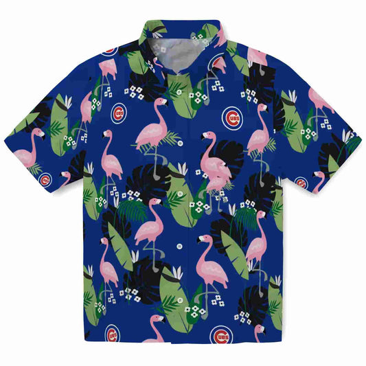 Chicago Cubs Flamingo Leaf Motif Blue Aloha Hawaiian Shirt - Moonbestprint