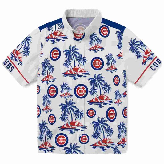 Chicago Cubs Palm Island Print Blue White Aloha Hawaiian Shirt - Moonbestprint