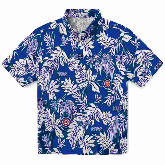 Chicago Cubs Tropical Leaf Blue White Aloha Hawaiian Shirt - Moonbestprint