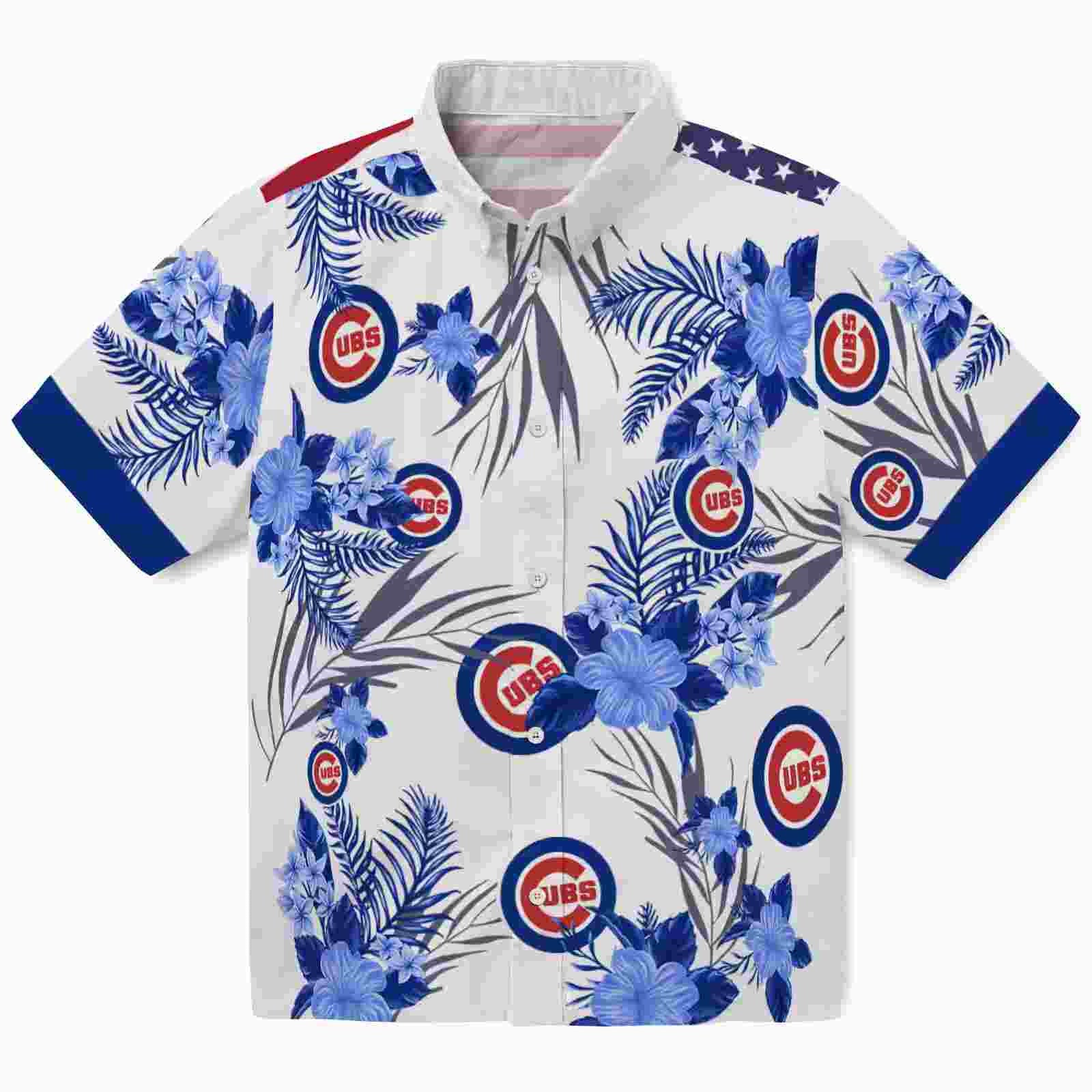 Chicago Cubs Patriotic Hibiscus Design Blue White Aloha Hawaiian Shirt – Moonbestprint
