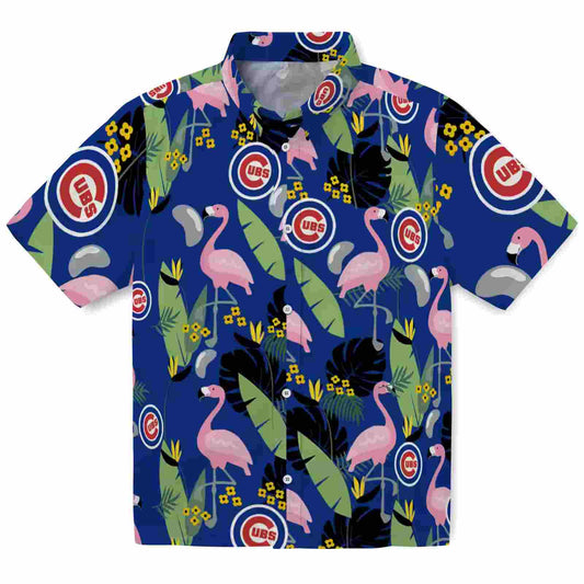 Chicago Cubs Flamingo Leaves Blue Aloha Hawaiian Shirt - Moonbestprint