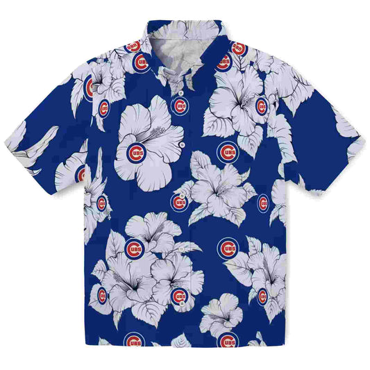 Chicago Cubs Hibiscus Blooms Blue White Aloha Hawaiian Shirt - Moonbestprint