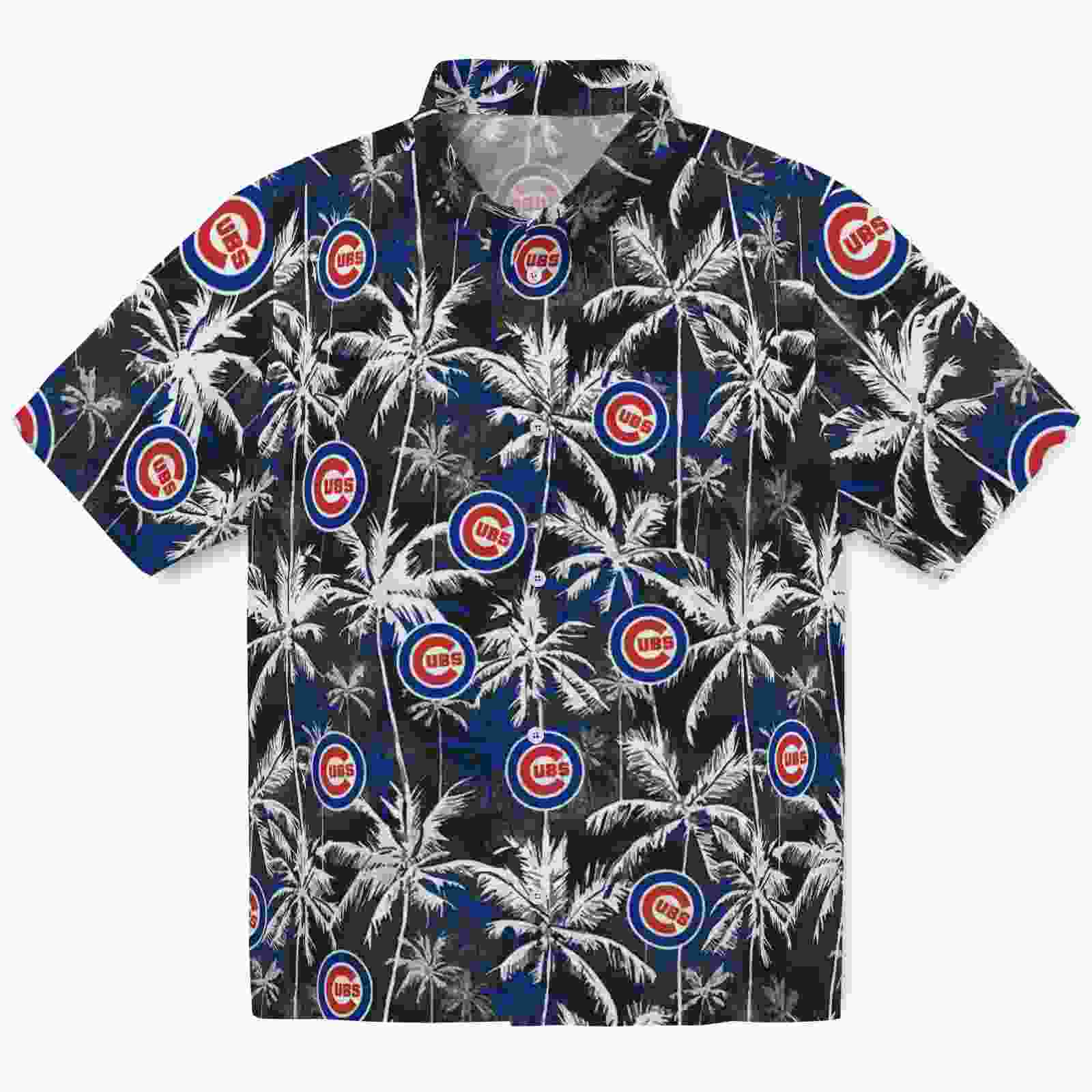 Chicago Cubs Palm Pattern Blue Black Aloha Hawaiian Shirt – Moonbestprint