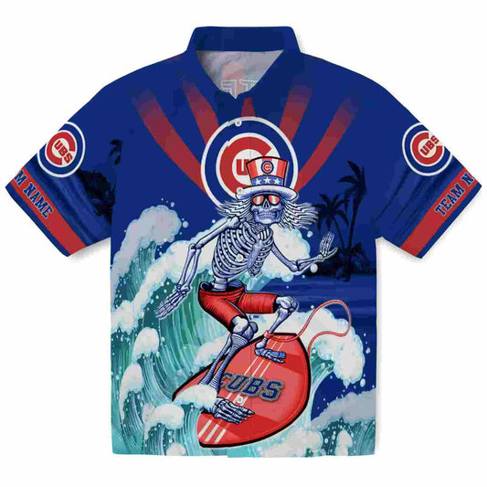 ized Chicago Cubs Surfing Skeleton Blue Aloha Hawaiian Shirt - Moonbestprint