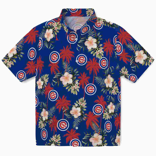 Chicago Cubs Palm Tree Flower Blue Aloha Hawaiian Shirt - Moonbestprint