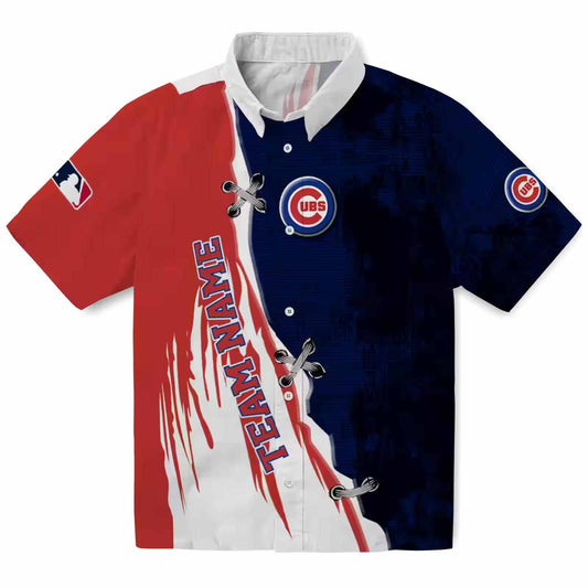ized Chicago Cubs Edgy Streaks Blue White Aloha Hawaiian Shirt - Moonbestprint