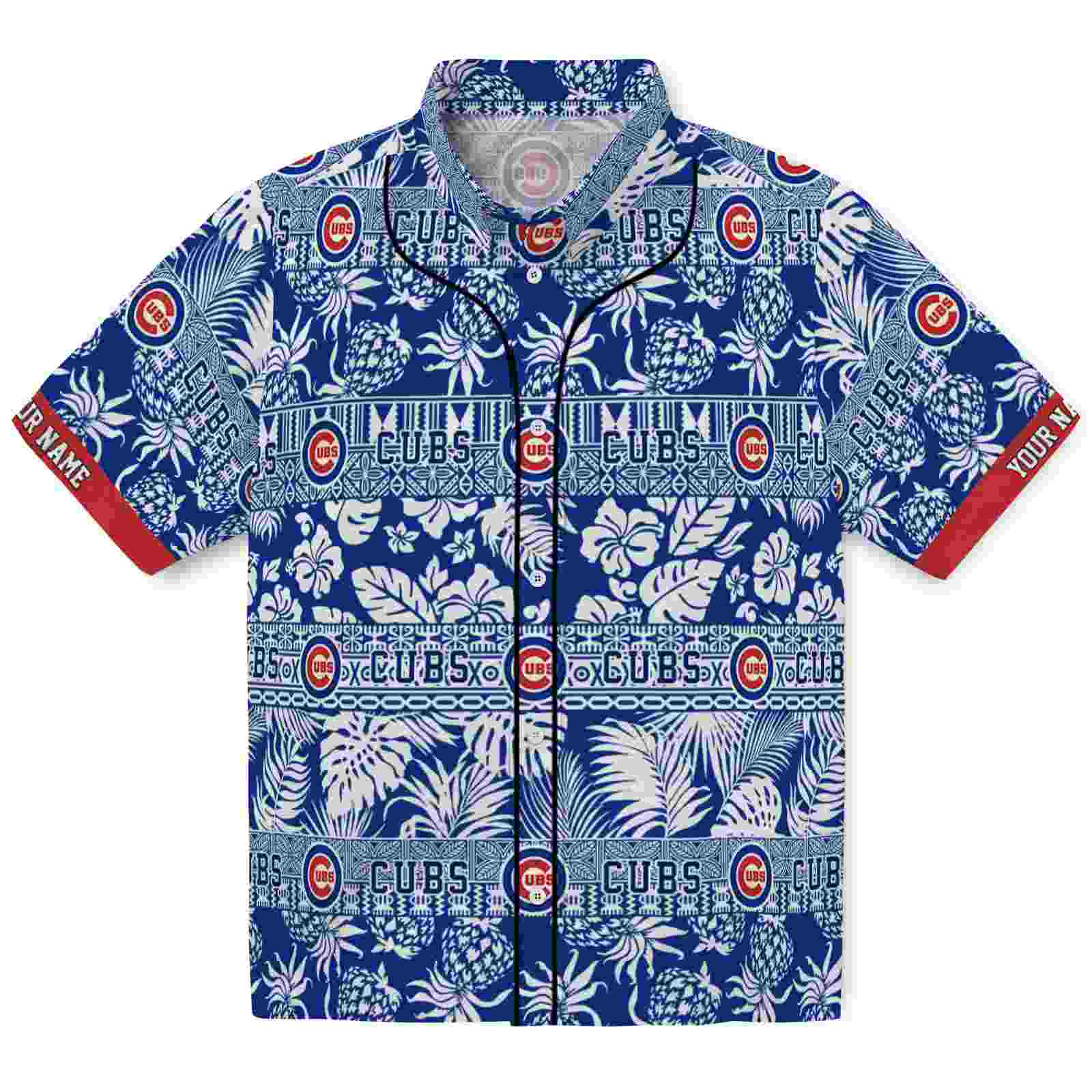 ized Chicago Cubs Tribal Stripes Blue White Aloha Hawaiian Shirt – Moonbestprint